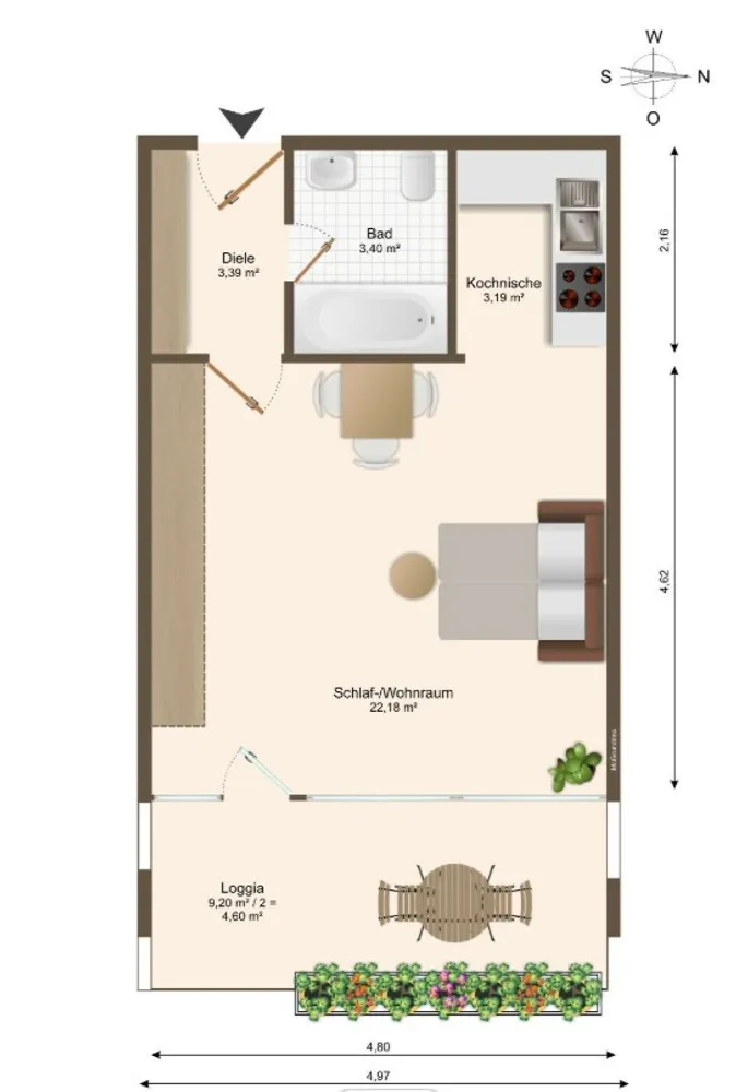 1 Zimmer Wohnung mit 39 m² in München – Bild 12