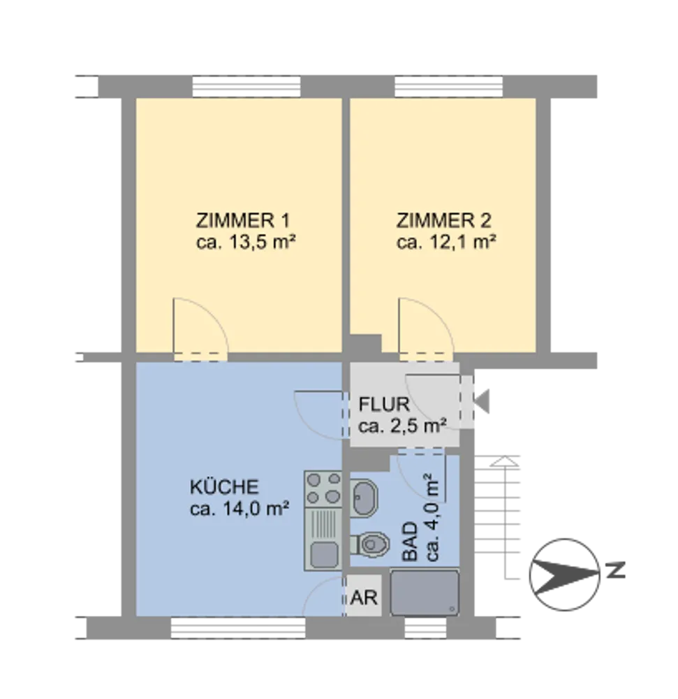 2 Zimmer Wohnung mit 46 m² in Hamburg – Bild 2