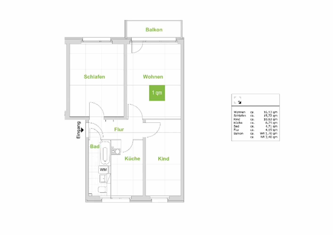3 Zimmer Wohnung mit 58 m² in Dresden – Bild 3