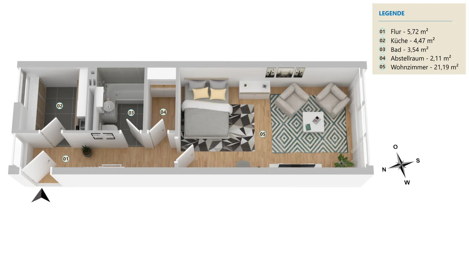 2 Zimmer Wohnung mit 37 m² in München – Bild 2