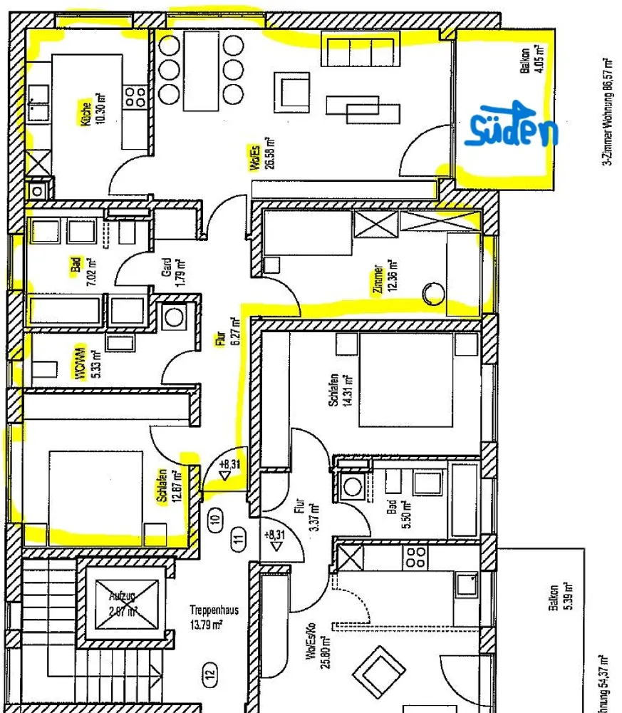 3 Zimmer Wohnung mit 87 m² in Kempten (Allgäu) – Bild 2