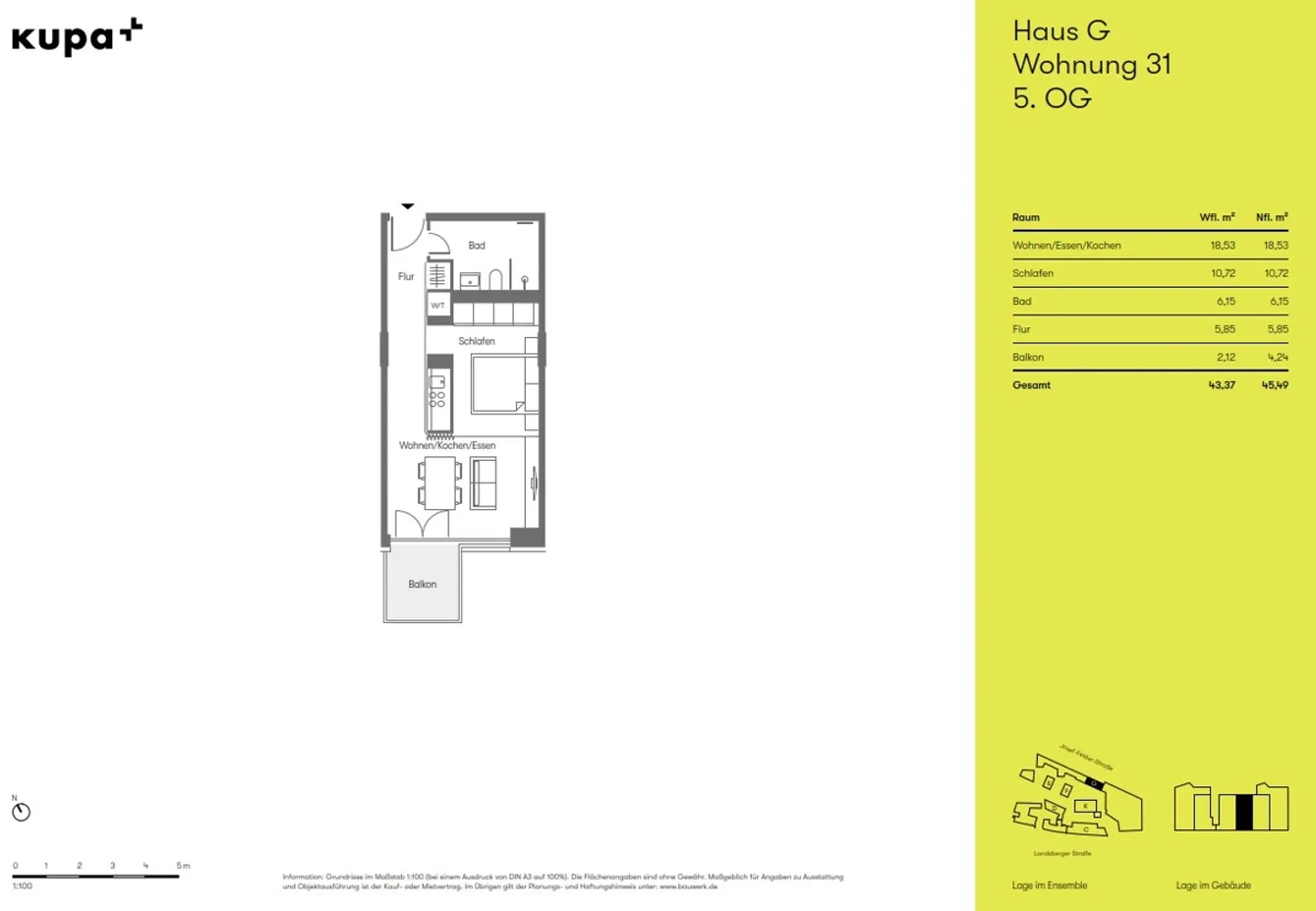 2 room apartment with 43 m² in Munich – Photo 2