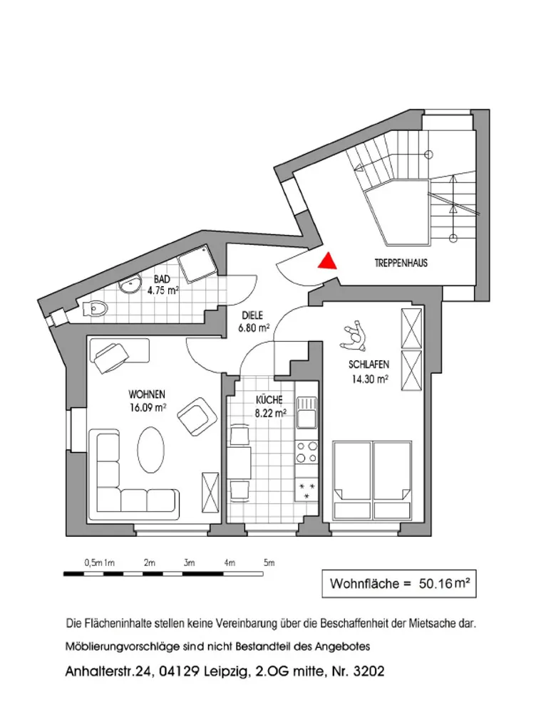 2 Zimmer Wohnung mit 50 m² in Leipzig – Bild 2