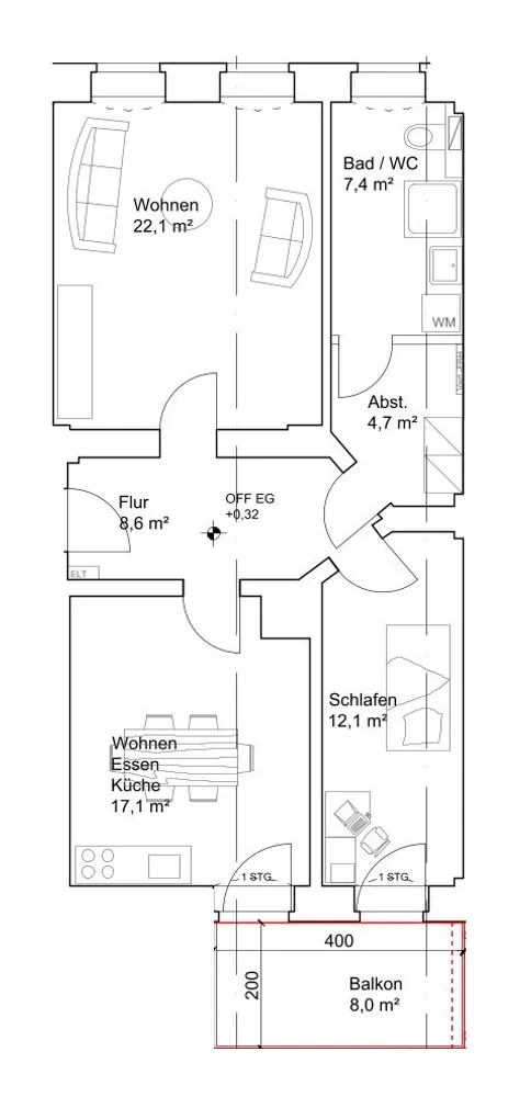 2 Zimmer Wohnung mit 76 m² in Pirna – Bild 2