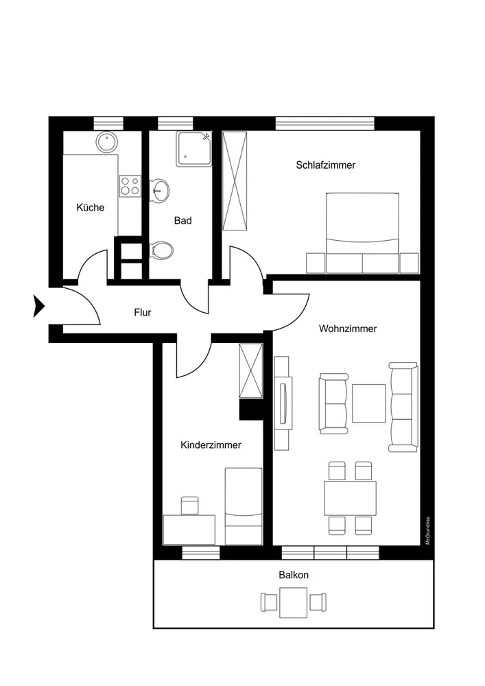 3 Zimmer Wohnung mit 63 m² in Erfurt – Bild 2