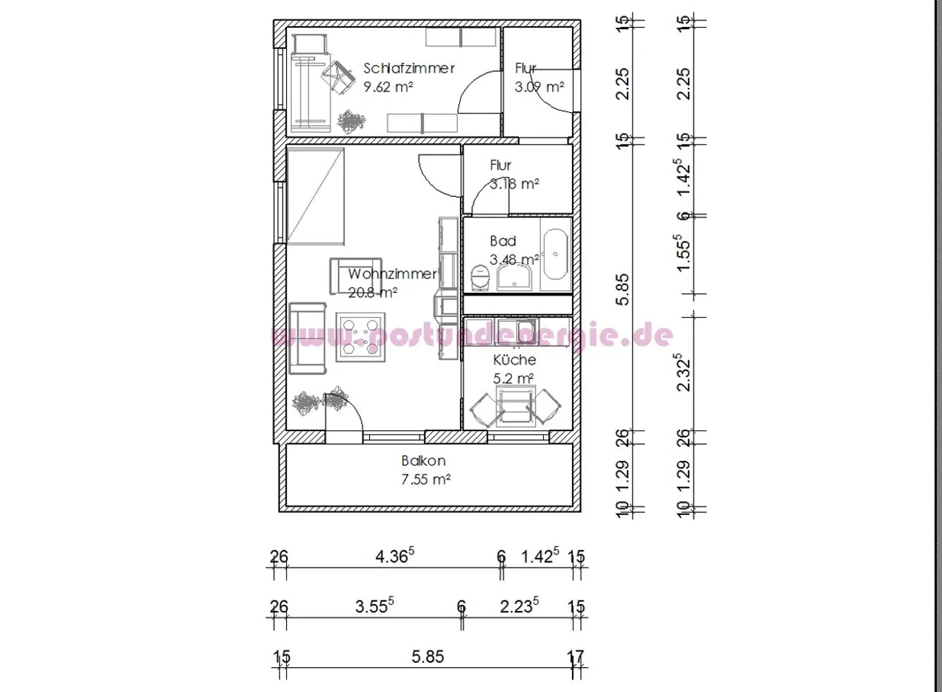 2 Zimmer Wohnung mit 47 m² in Magdeburg – Bild 2