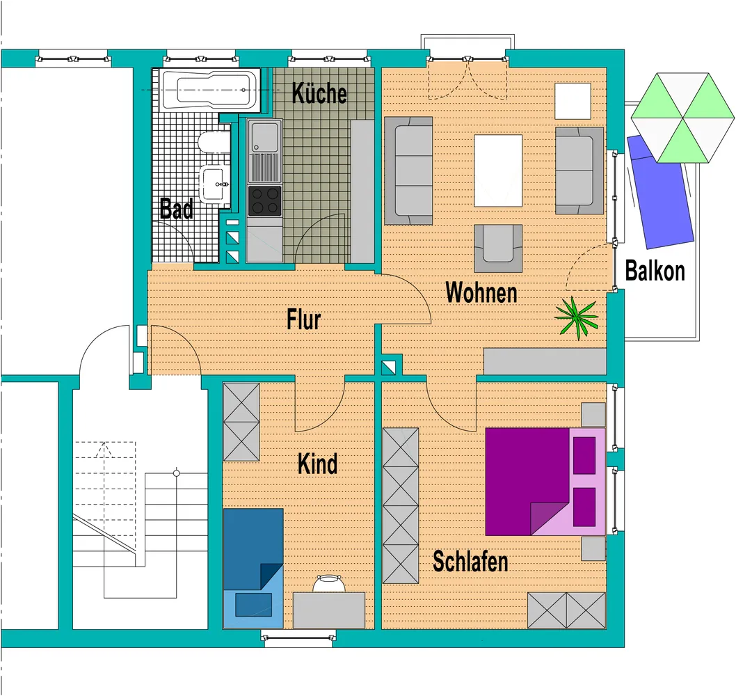 3 Zimmer Wohnung mit 62 m² in Münster – Bild 2