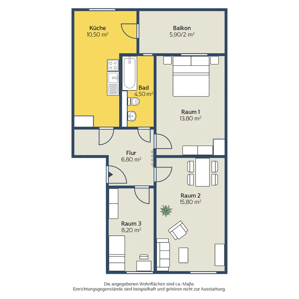 3 Zimmer Wohnung mit 62 m² in Leipzig – Bild 2