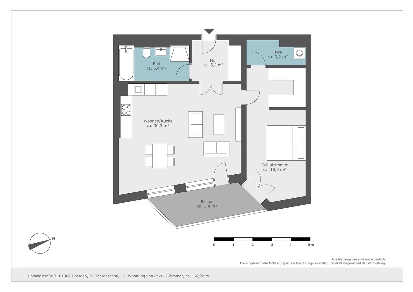 2 Zimmer Wohnung mit 67 m² in Dresden – Bild 2