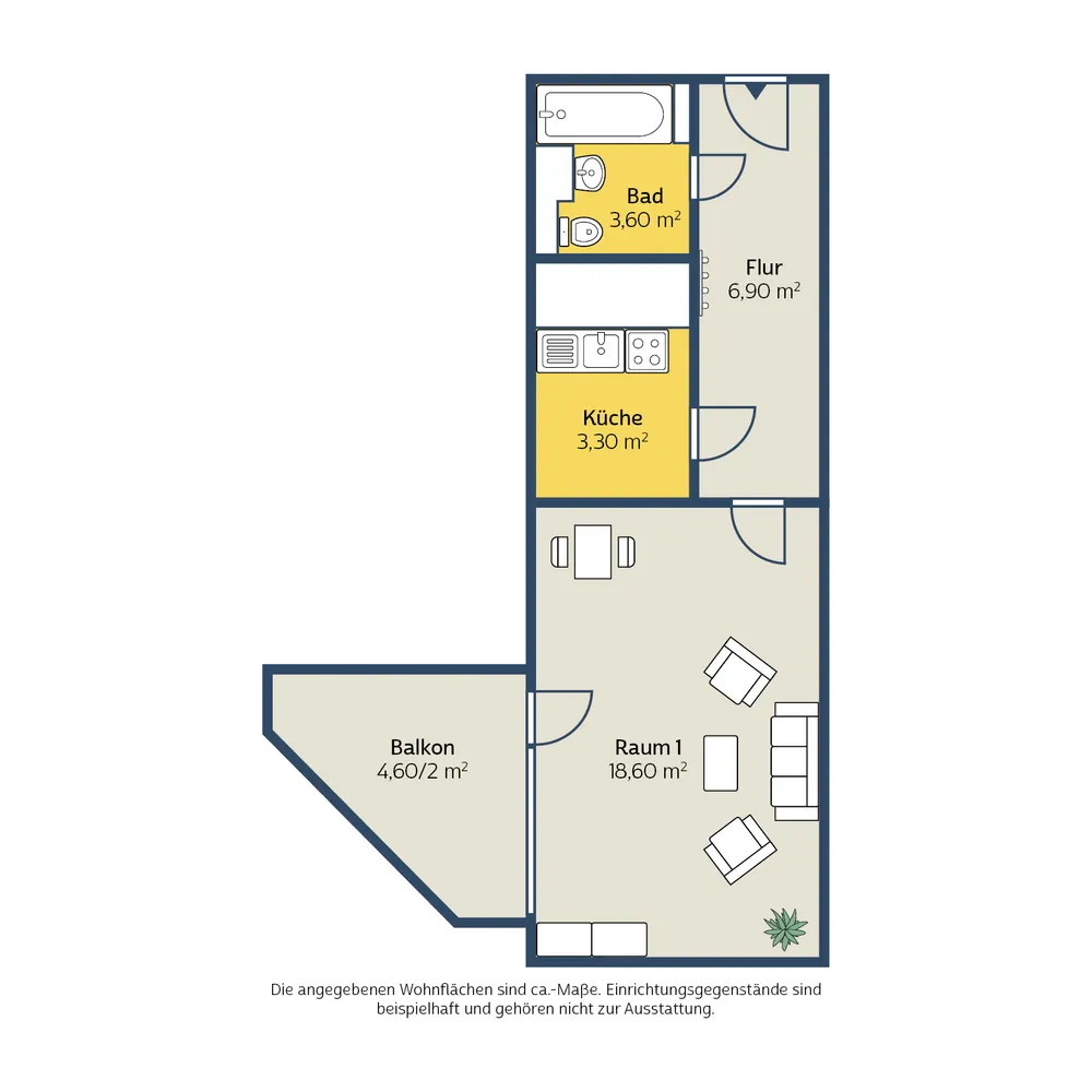 1 Zimmer Wohnung mit 34 m² in Leipzig – Bild 2