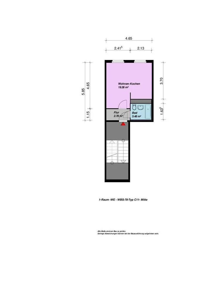 1 Zimmer Wohnung mit 26 m² in Neubrandenburg – Bild 1