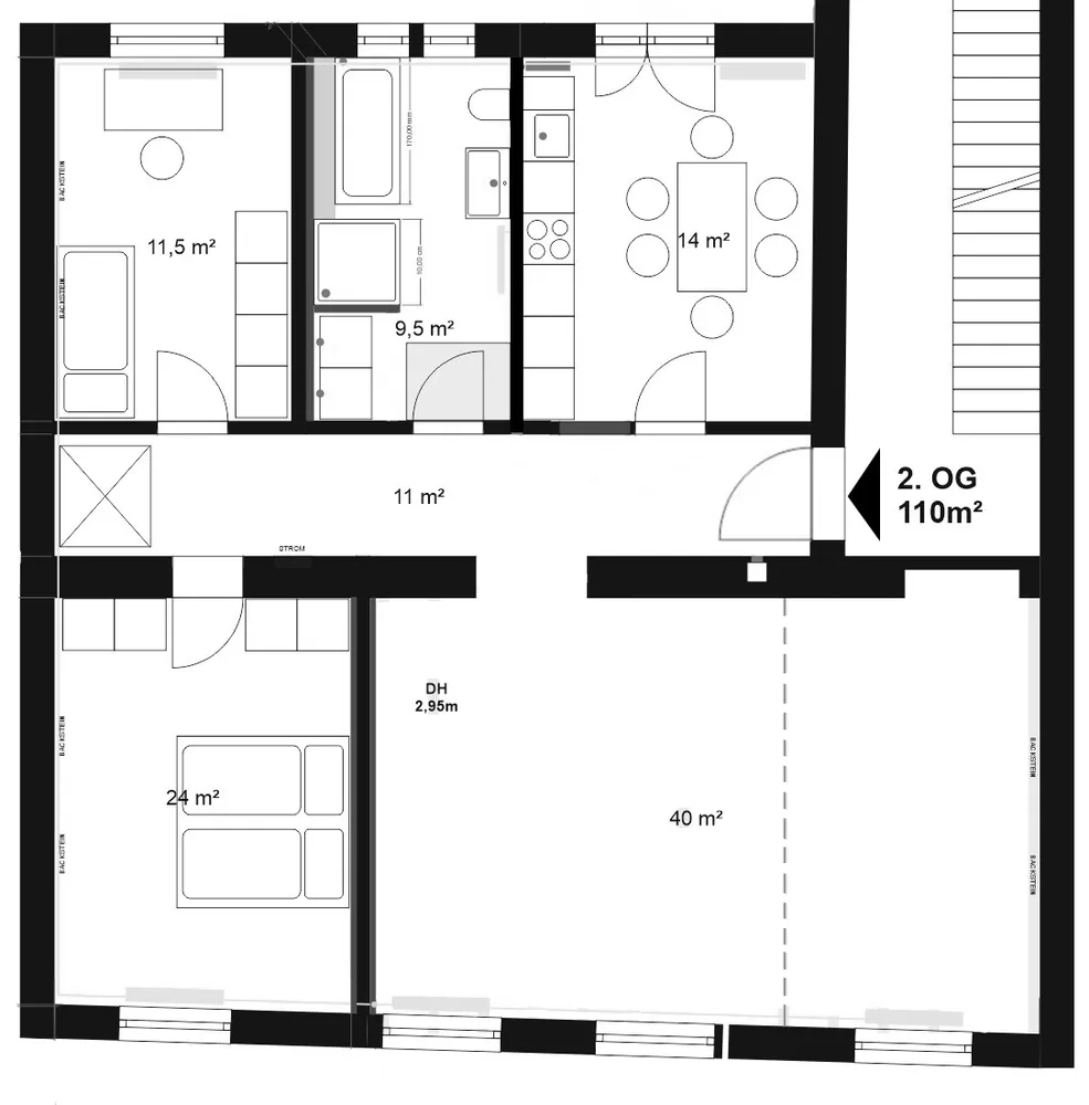 3 Zimmer Wohnung mit 110 m² in Düsseldorf – Bild 1