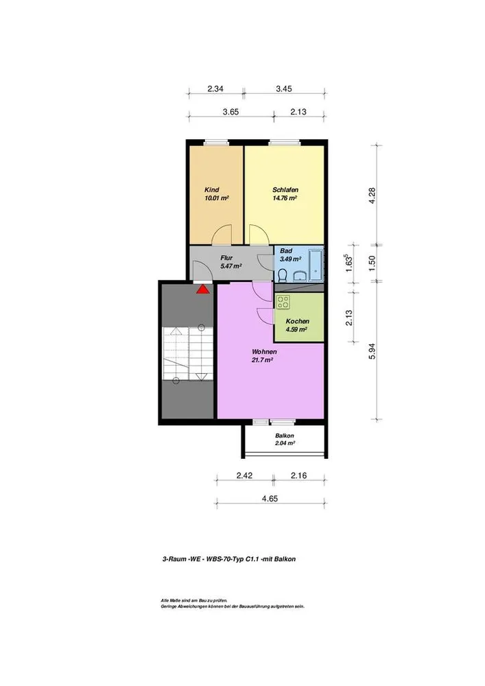 3 room apartment with 62 m² in Neubrandenburg – Photo 1
