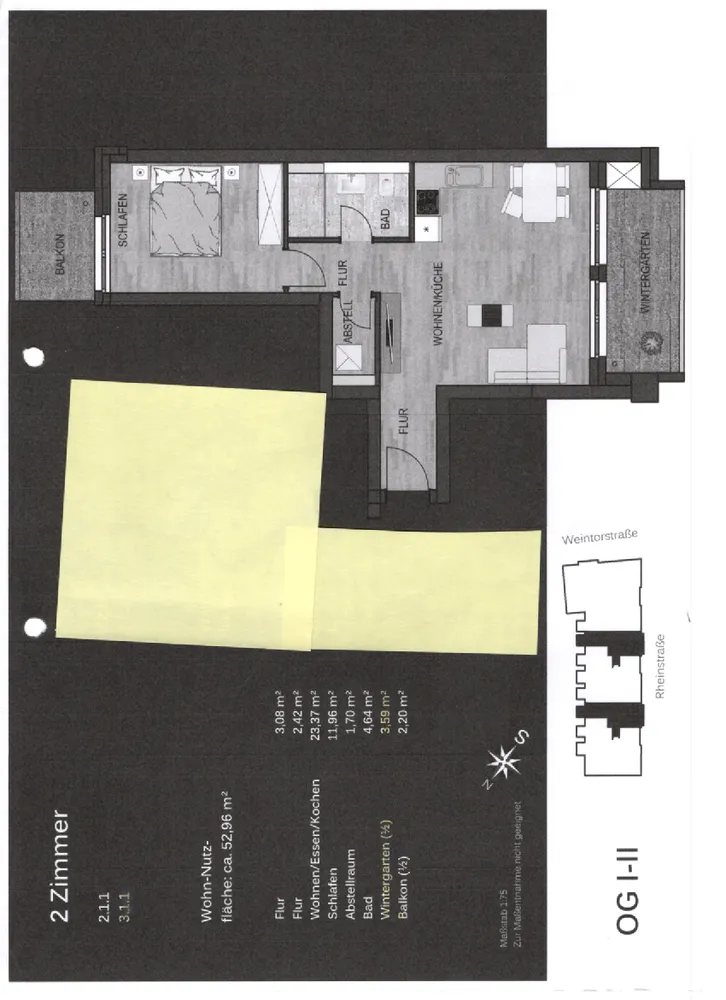 2 Zimmer Wohnung mit 53 m² in Mainz – Bild 1