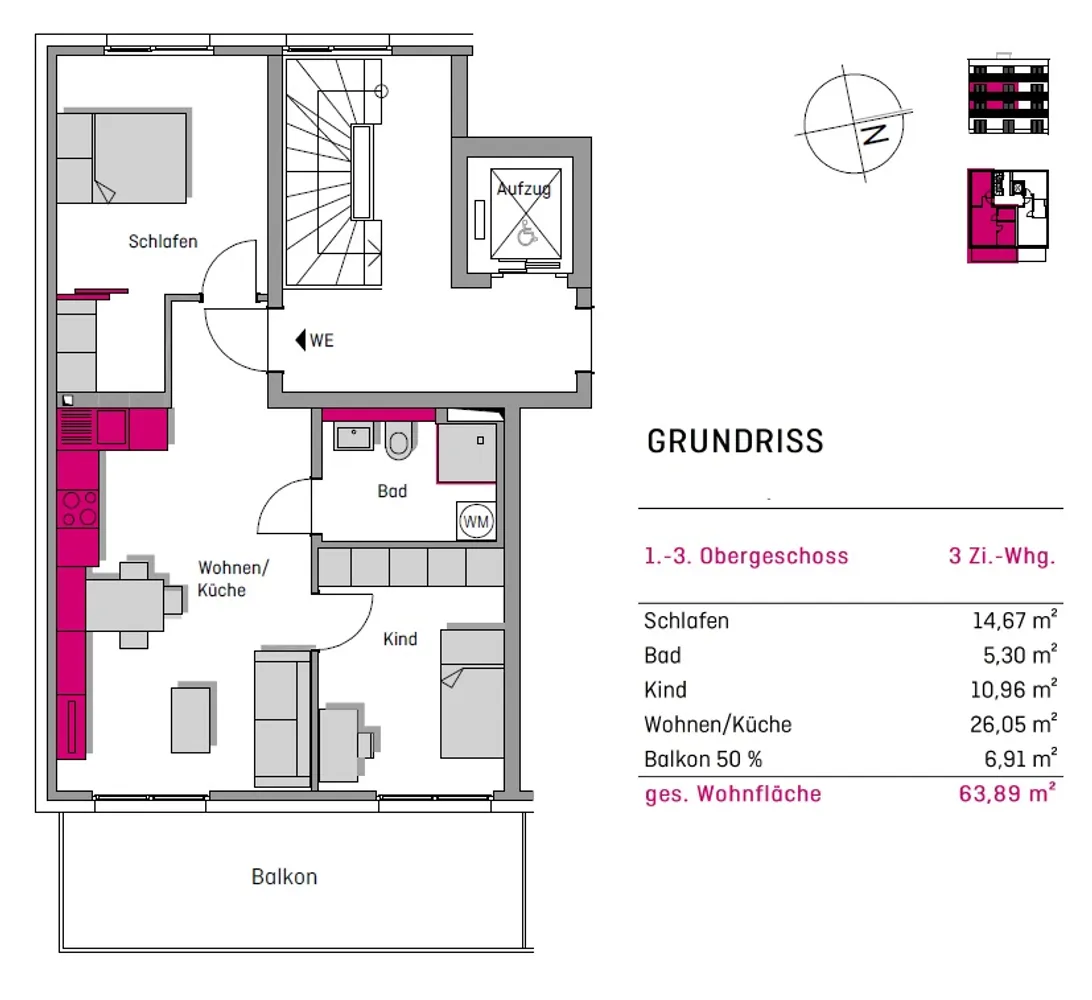 3 Zimmer Wohnung mit 64 m² in Augsburg – Bild 5