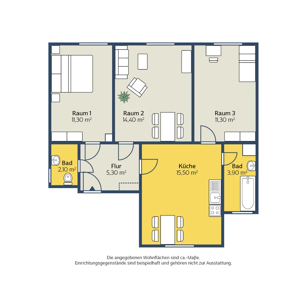 3 Zimmer Wohnung mit 64 m² in Leipzig – Bild 2