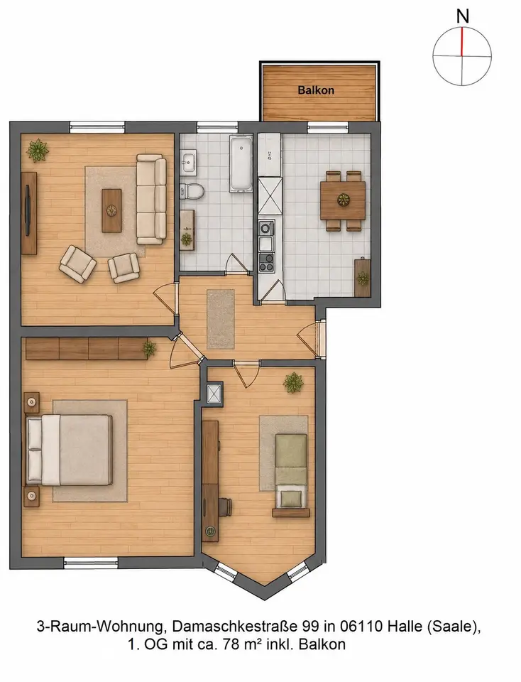 3 Zimmer Wohnung mit 73 m² in Halle (Saale) – Bild 9