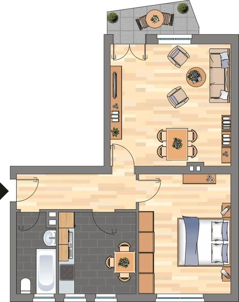 2 Zimmer Wohnung mit 55 m² in Düsseldorf – Bild 2