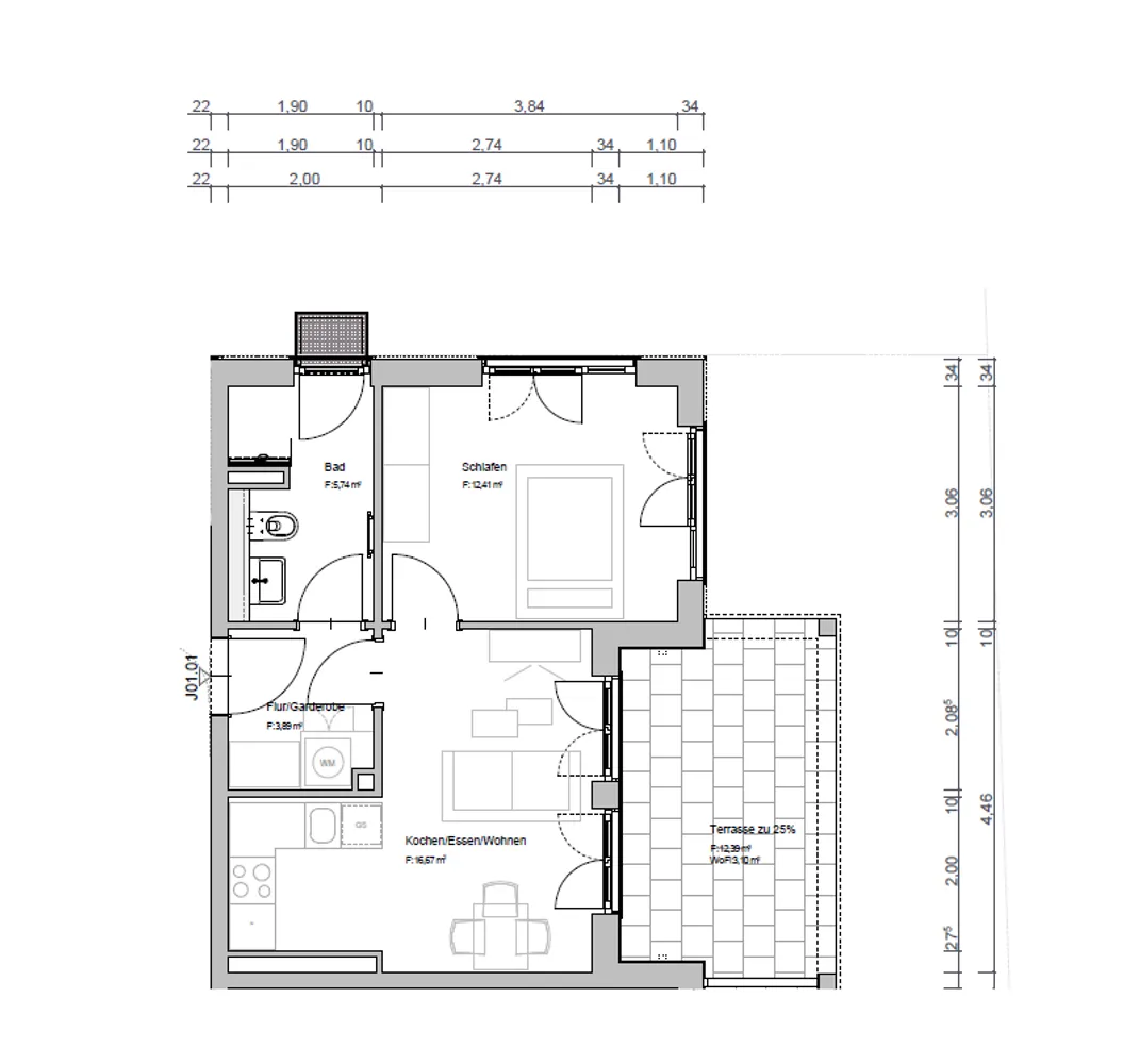 2 Zimmer Wohnung mit 42 m² in Regensburg – Bild 2