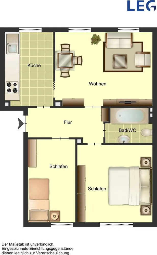 3 Zimmer Wohnung mit 53 m² in Bocholt – Bild 2