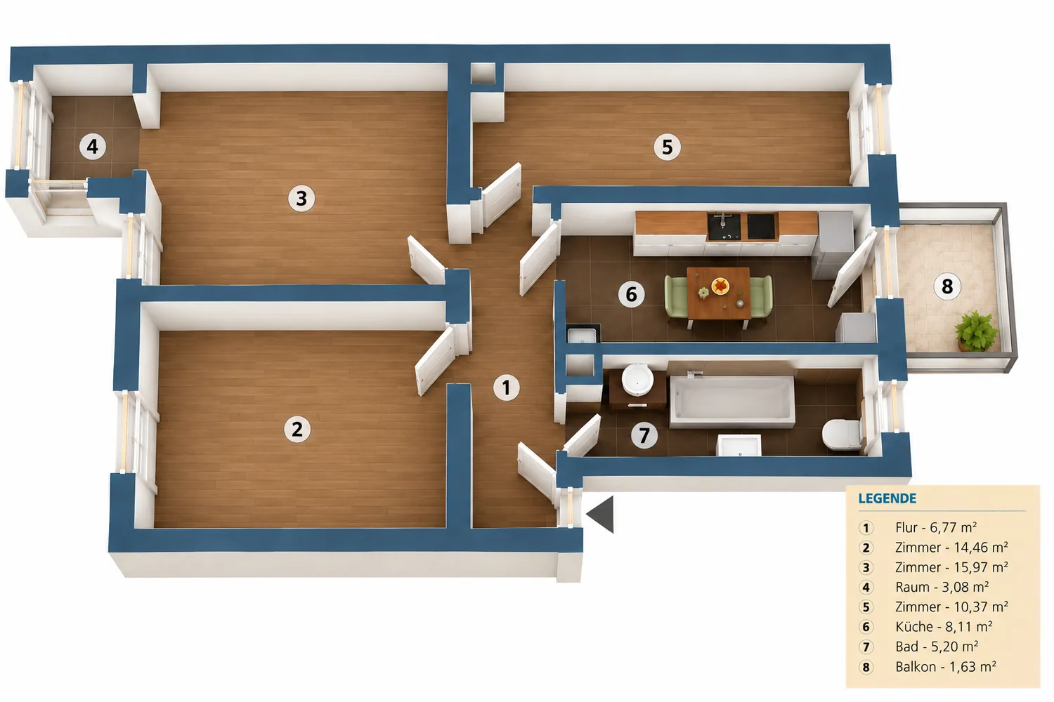 3 Zimmer Wohnung mit 66 m² in Leipzig – Bild 2