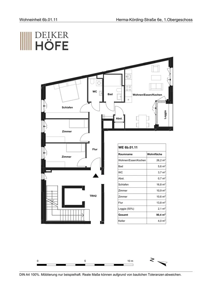 4 Zimmer Wohnung mit 90 m² in Düsseldorf – Bild 2