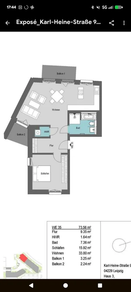2 room apartment with 74 m² in Leipzig – Photo 1