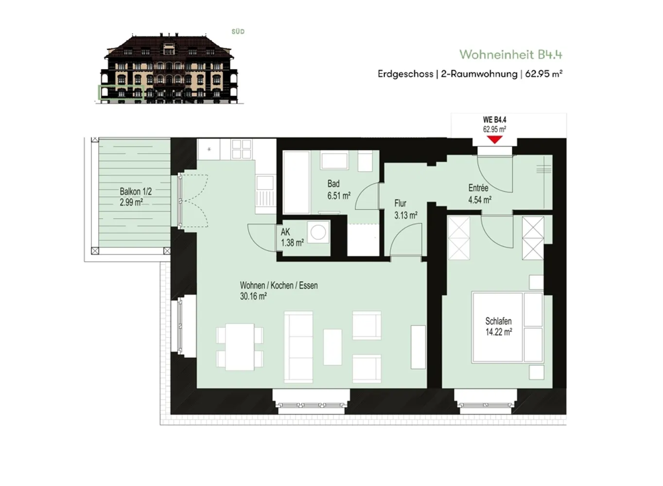 2 Zimmer Wohnung mit 63 m² in Leipzig – Bild 2