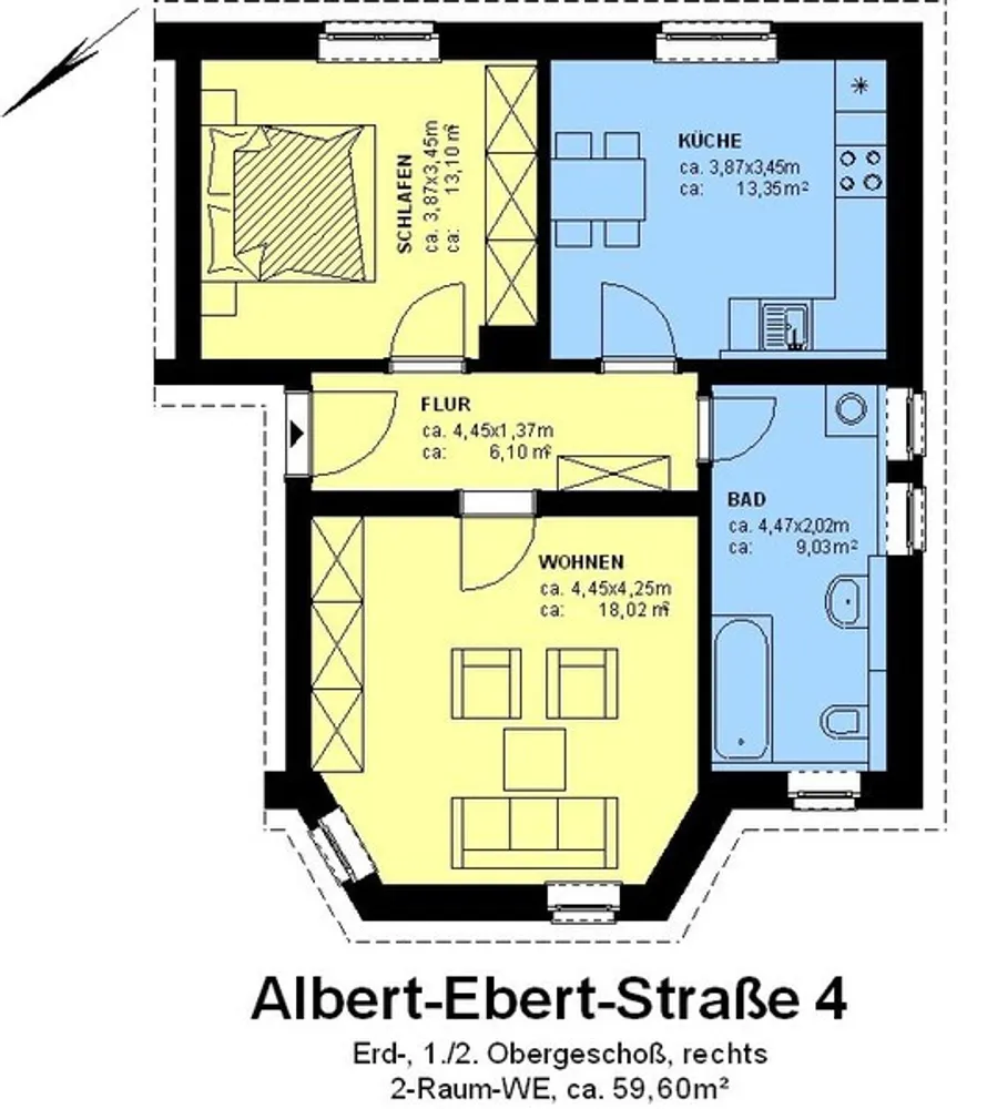 2 room apartment with 61 m² in Halle (Saale) – Photo 2