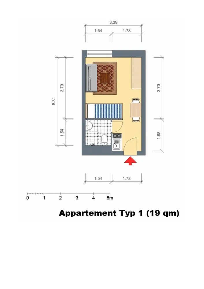 1 Zimmer Wohnung mit 19 m² in Münster – Bild 1