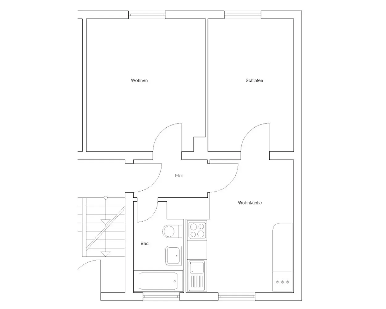 2 Zimmer Wohnung mit 45 m² in Braunschweig – Bild 2