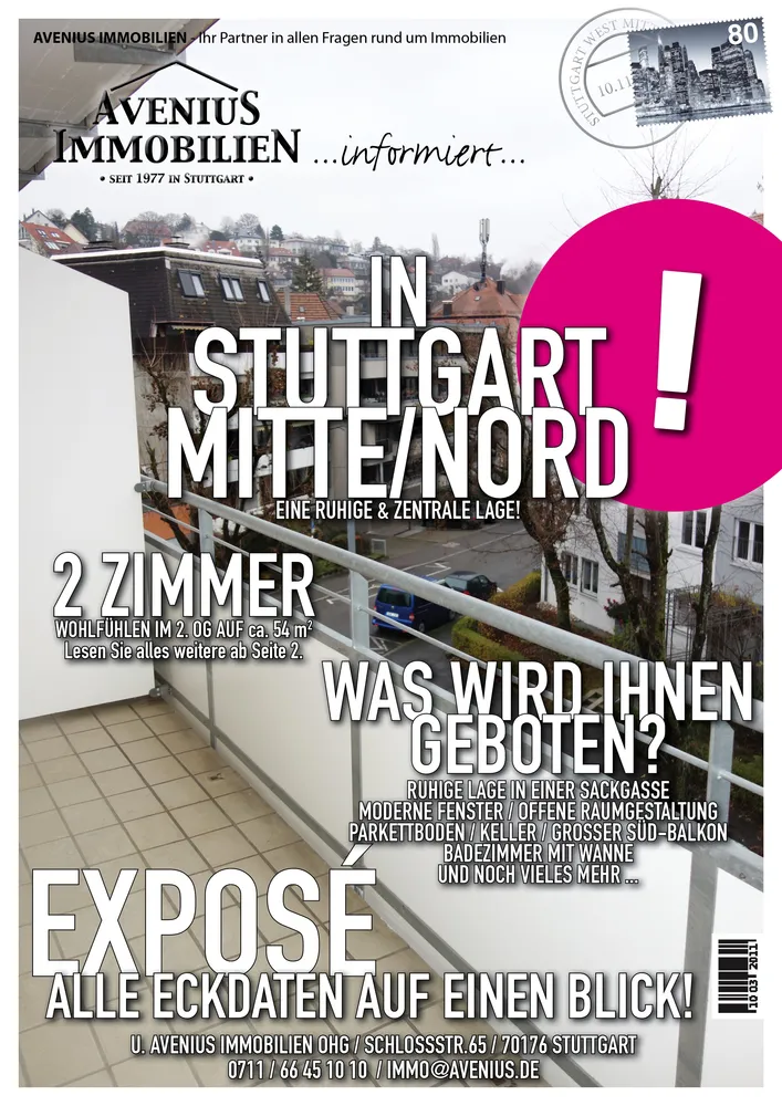 2 Zimmer Wohnung mit 54 m² in Stuttgart – Bild 1