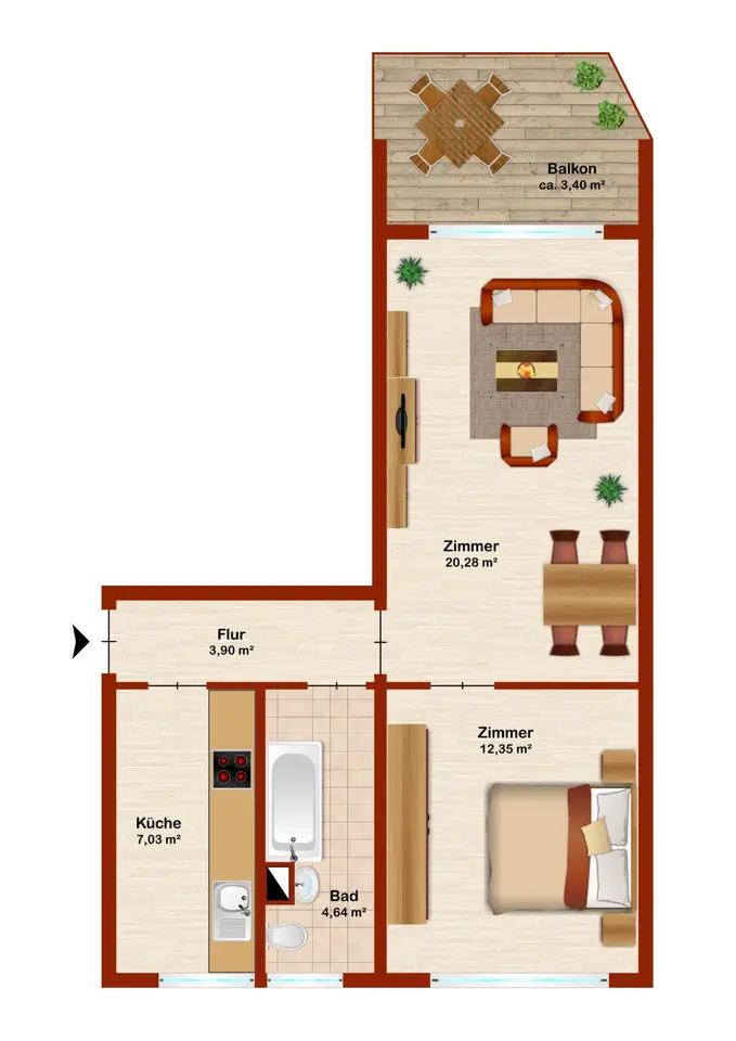 2 Zimmer Wohnung mit 51 m² in Falkensee – Bild 3