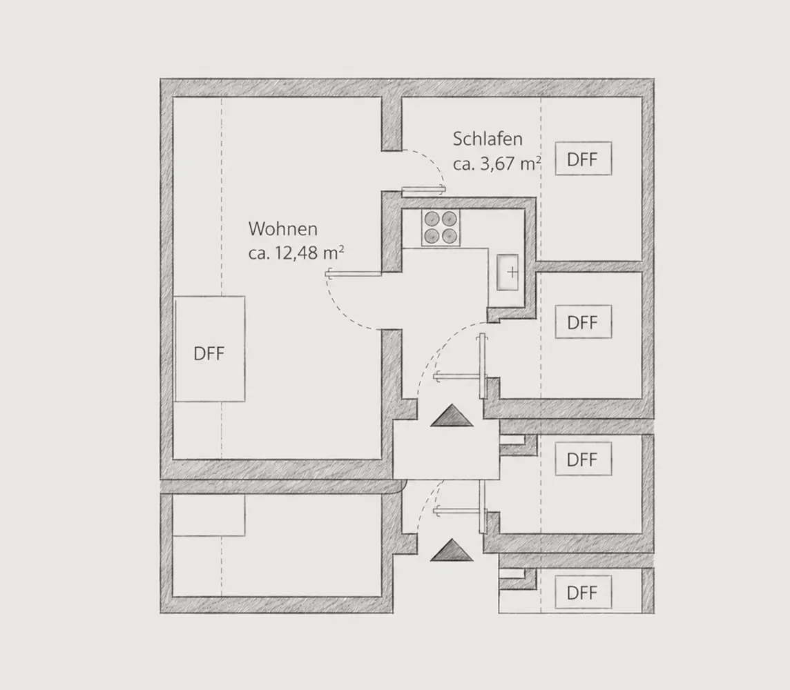 2 Zimmer Wohnung mit 22 m² in Augsburg – Bild 2
