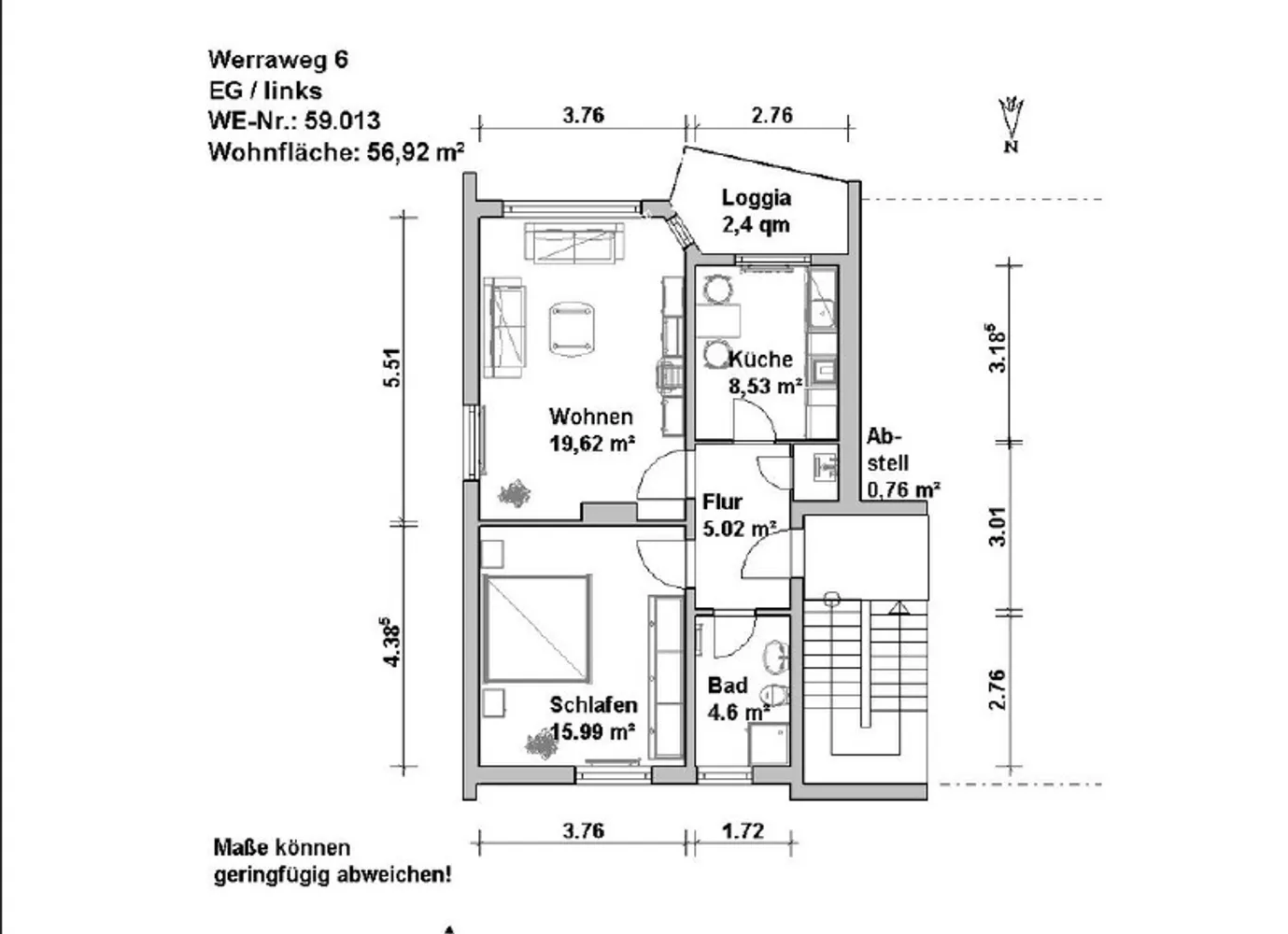 2 Zimmer Wohnung mit 57 m² in Minden – Bild 8