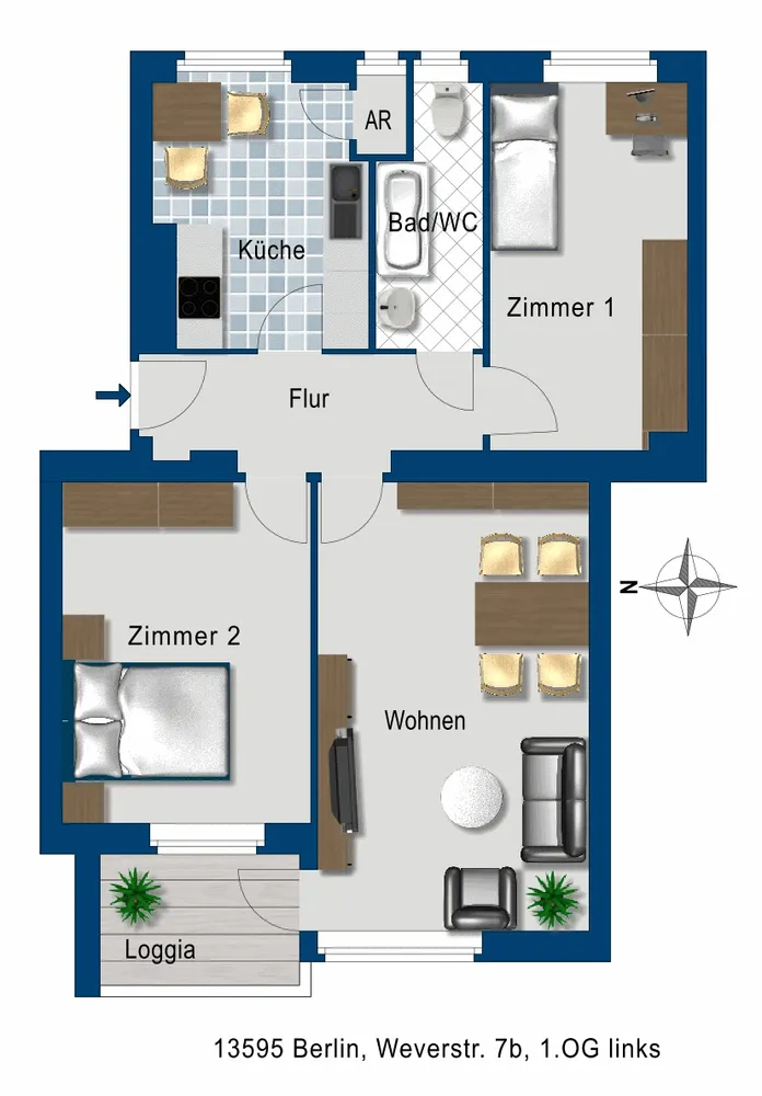 3 Zimmer Wohnung mit 70 m² in Berlin – Bild 2