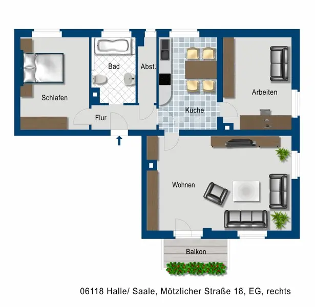 3 Zimmer Wohnung mit 86 m² in Halle (Saale) – Bild 2