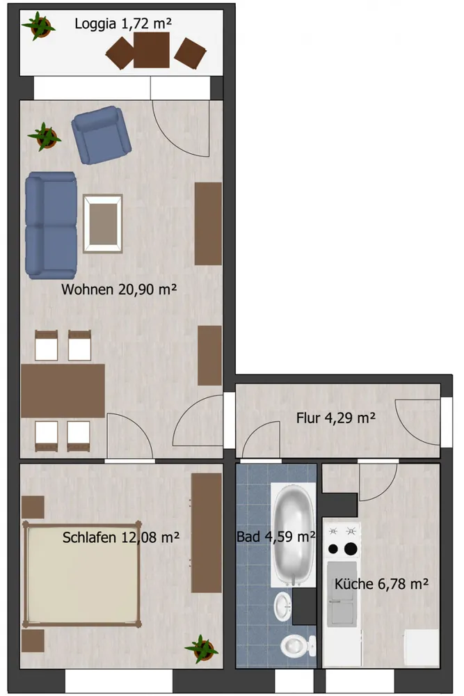 2 Zimmer Wohnung mit 49 m² in Coswig – Bild 1