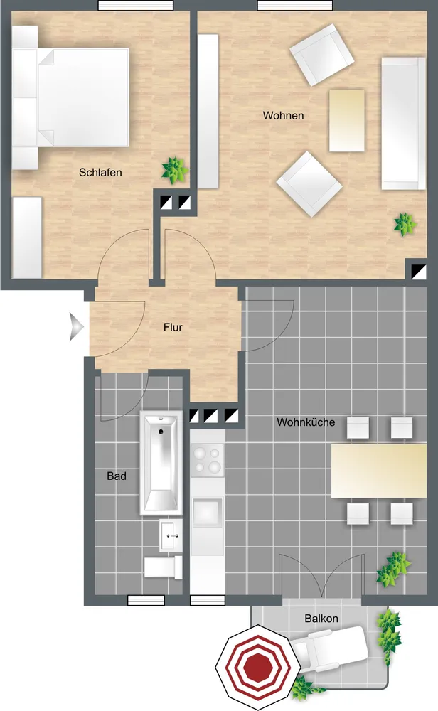 1 Zimmer Wohnung mit 39 m² in Augsburg – Bild 2