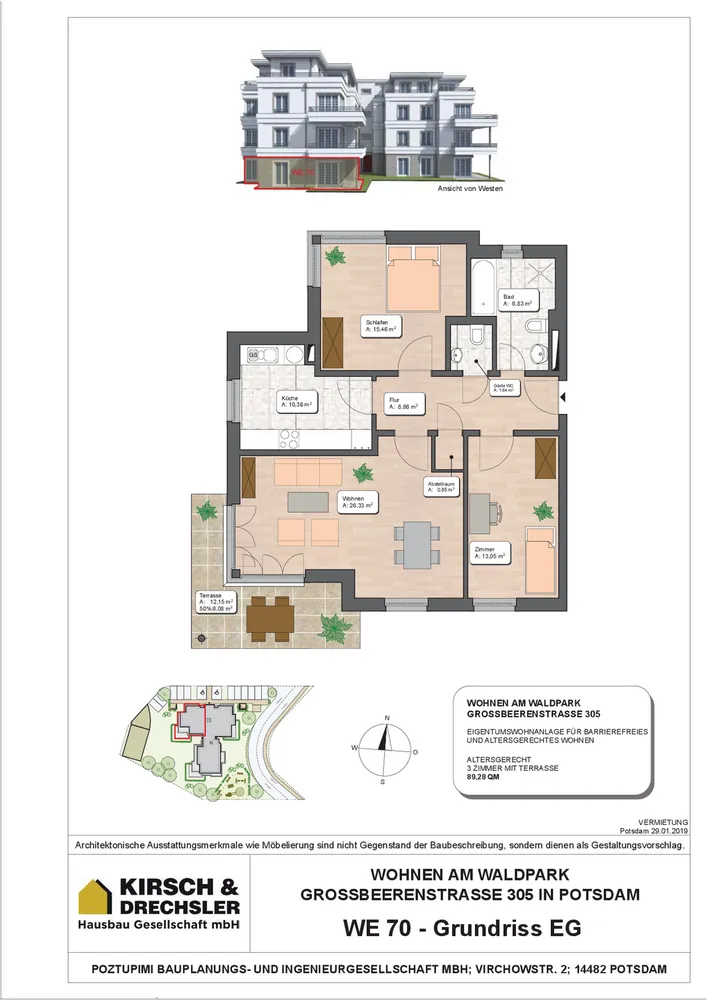 3 Zimmer Wohnung mit 90 m² in Potsdam – Bild 2