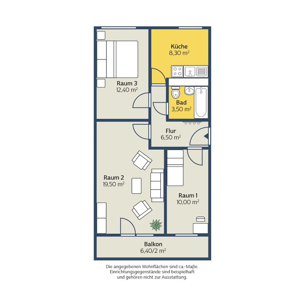 3 Zimmer Wohnung mit 63 m² in Leipzig – Bild 2