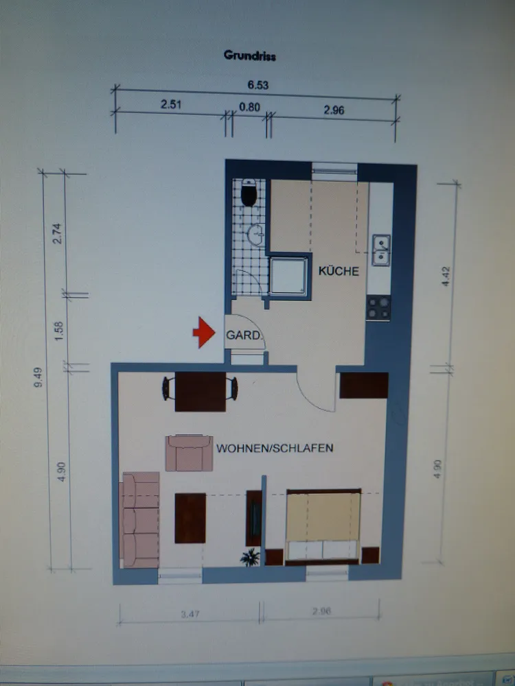 2 Zimmer Wohnung mit 38 m² in Karlsruhe – Bild 2