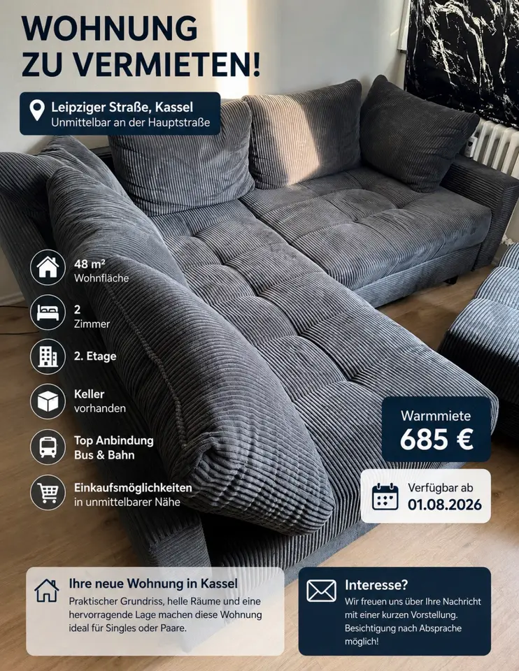 2 Zimmer Wohnung mit 40 m² in Kassel – Bild 8