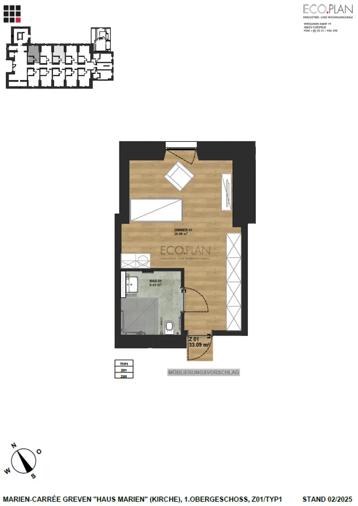 1 Zimmer Wohnung mit 33 m² in Greven – Bild 6