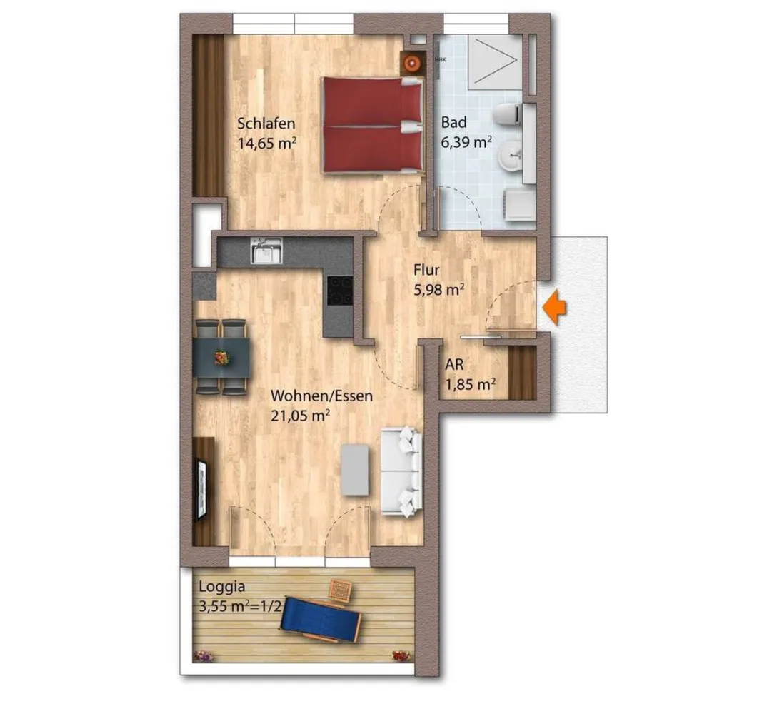 2 Zimmer Wohnung mit 53 m² in Regensburg – Bild 6
