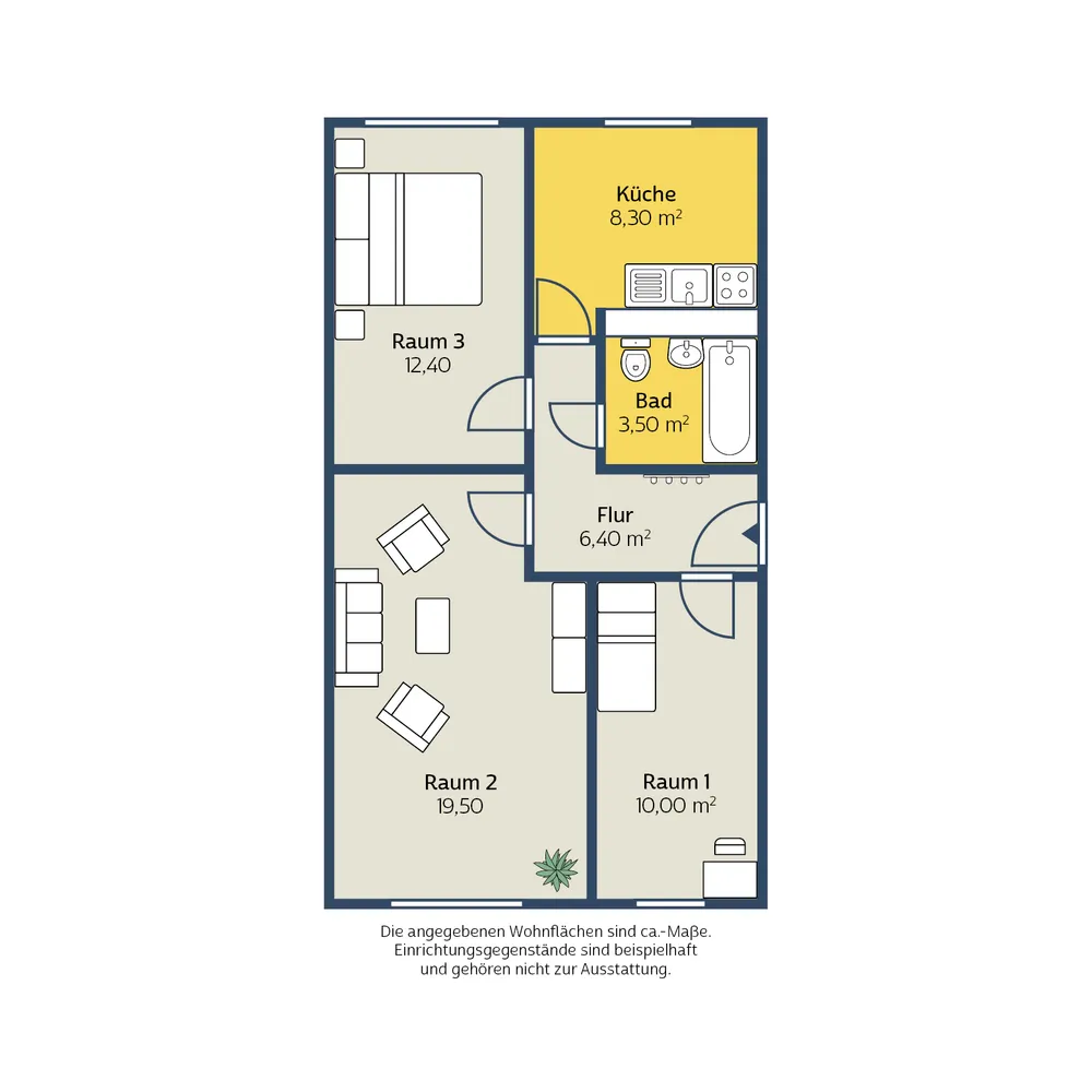 3 Zimmer Wohnung mit 60 m² in Leipzig – Bild 2