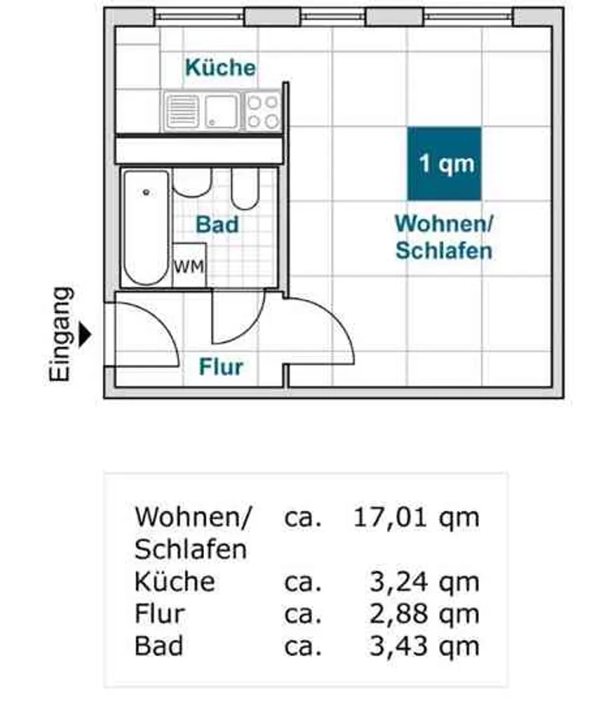 1 Zimmer Wohnung mit 27 m² in Dresden – Bild 2