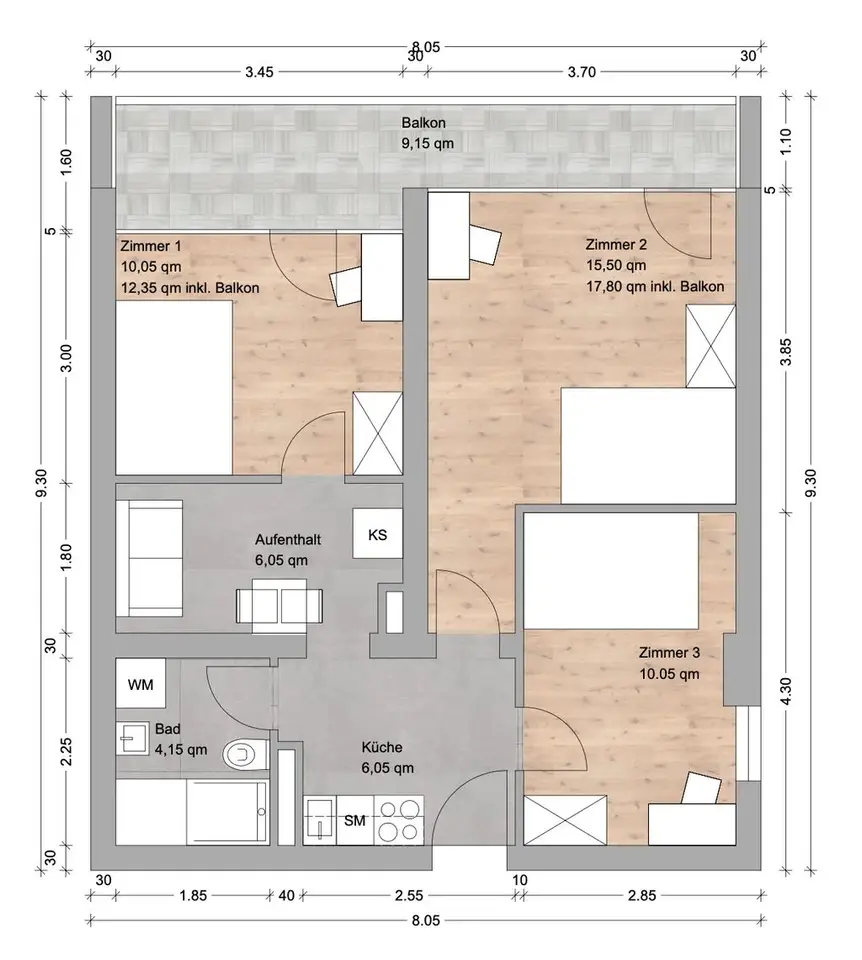 3 Zimmer Wohnung mit 18 m² in Nürnberg – Bild 10