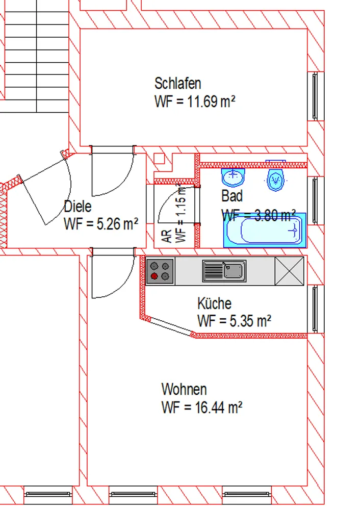 2 room apartment with 44 m² in Limbach-Oberfrohna – Photo 7