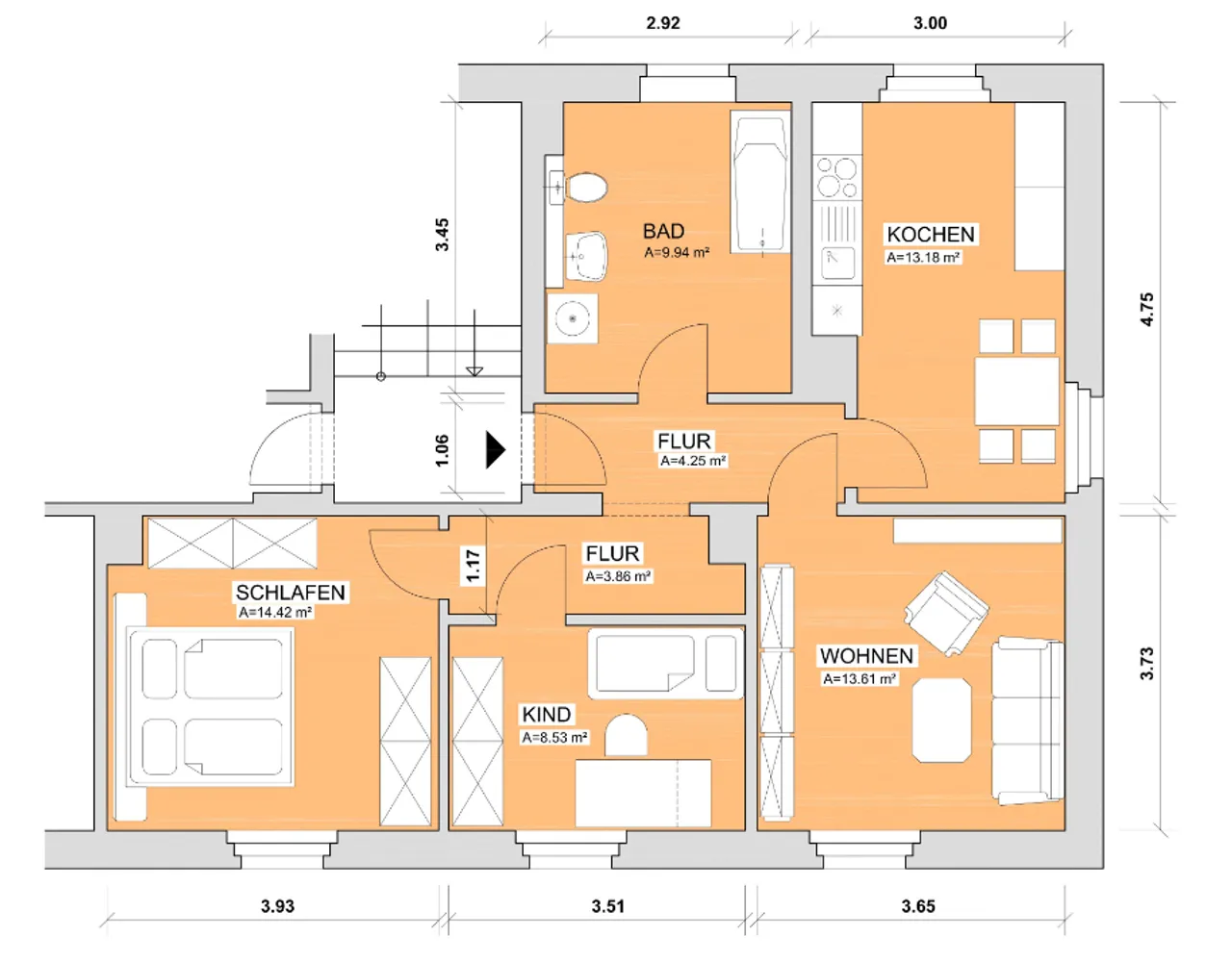 3 Zimmer Wohnung mit 67 m² in Werdau – Bild 2